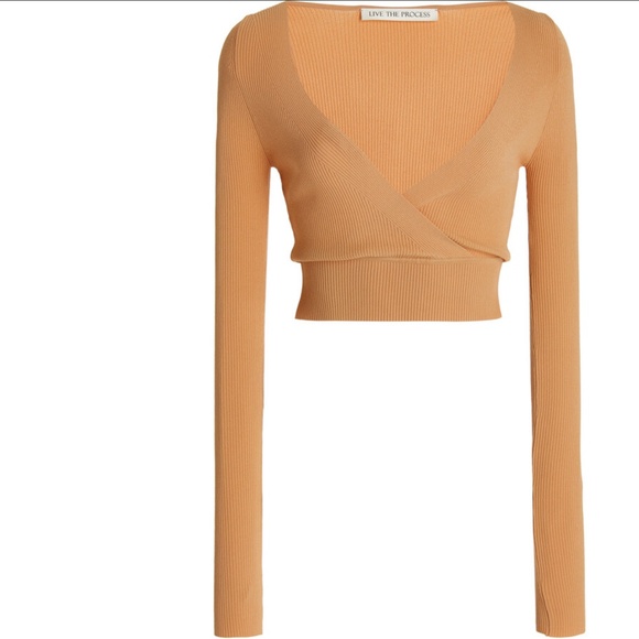 Live the Process Verso Wrap Ribbed Top In Ginger Root - Picture 1 of 5